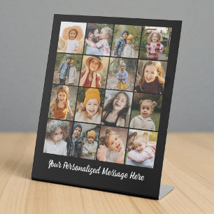 Signe De Table Family Text Modern Customisé 16 Photo Collage