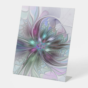 Signe De Table Fantaisie Abstraite Moderne Fleur Fractale Colorée