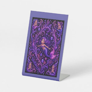 Signe De Table Fantaisie de Sirène Violette Pailletée Art Océaniq