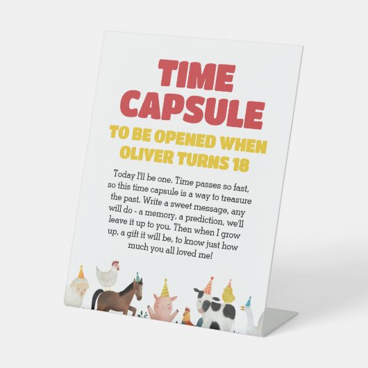 Signe De Table Farm 1st Birthday Time Capsule (Recto)
