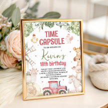 Farm Animals Time Capsule Table Sign