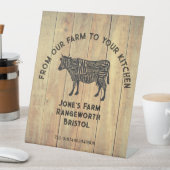 Signe De Table Farm Fresh Beef Sticker | Rustic Cow Logo Label  (In SItu)