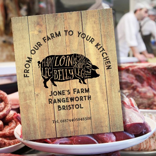 Signe De Table Farm Fresh Pork Sticker – Rustic Pig Logo Label –