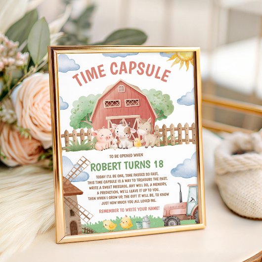 Signe De Table Farm Party 1st Birthday Capsule Sign