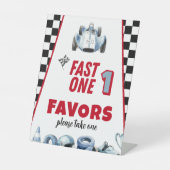 Signe De Table Fast One 1st birthday Boy Racing Car Favors (Recto)