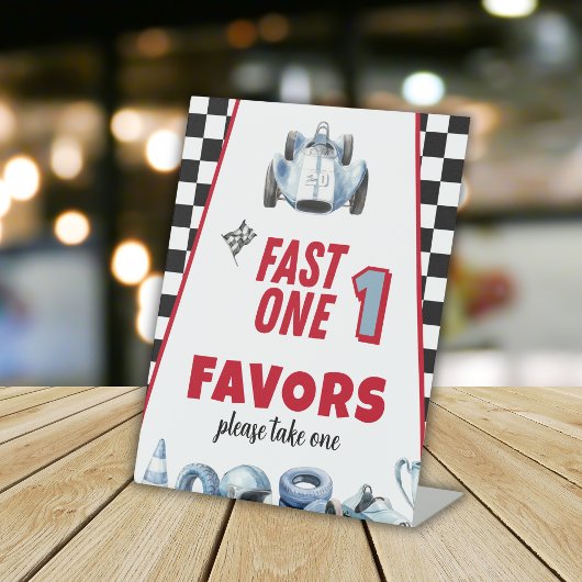 Signe De Table Fast One 1st birthday Boy Racing Car Favors