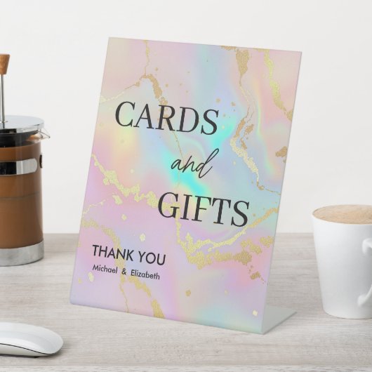 Signe De Table fausse holographie opale pierre Marbre Cartes et C (In SItu)