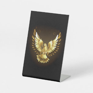 Signe De Table Faux Gold Foil Peace Dove en noir