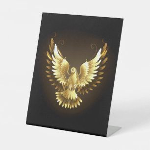 Signe De Table Faux Gold Foil Peace Dove en noir