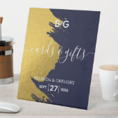 Signe De Table Faux Gold Navy Blue Monogram Cartes de mariage et (In SItu)