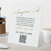 Signe De Table Faux Gold Typography Honeymoon Fund QR Code (In SItu)