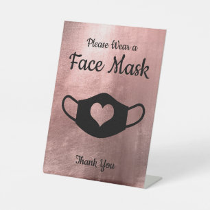 Signe De Table Faux Rose Gold Veuillez Porter un Masque Facial