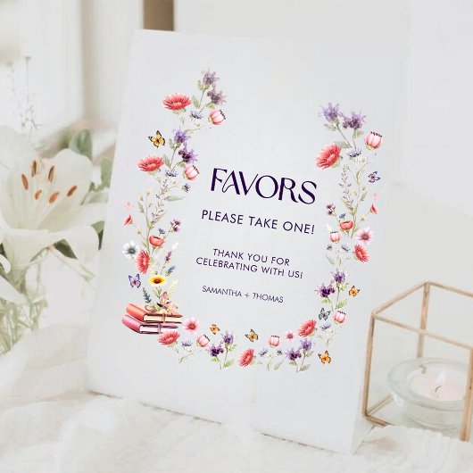 Signe De Table Faveur de Baby Shower Mariage Fleur Sauvage Violet