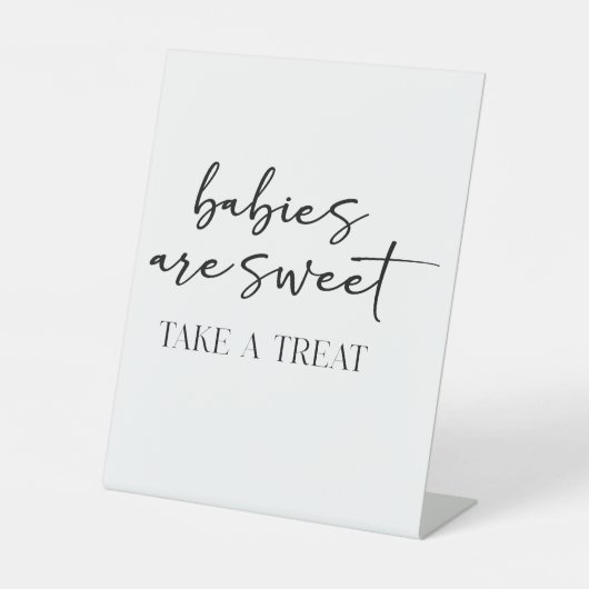 Signe De Table Faveur de Baby Shower Simple Moderne Écriture Noir (Recto)