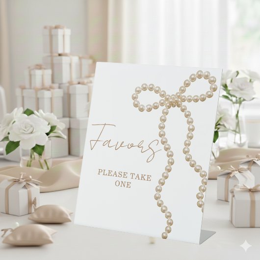 Signe De Table Faveur de douche de mariée Pearl Bow Elle Attache