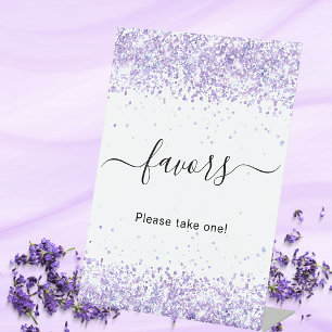 Signe De Table Faveur de fête en paillettes blanches lavande viol