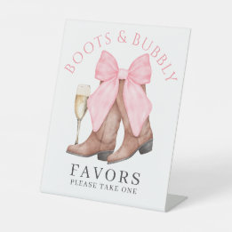 Signe De Table Faveur de mariage western Boots Bubbly