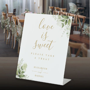 Signe De Table Faveur de verdure florale dorée L'amour est doux