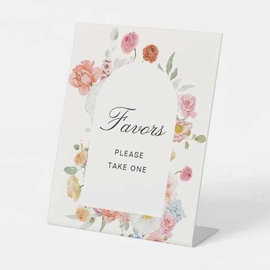 Signe De Table Faveurs d'arche de fleurs printanières colorées (Recto)