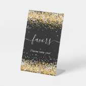 Signe De Table Faveurs de confettis en or noir (Recto)