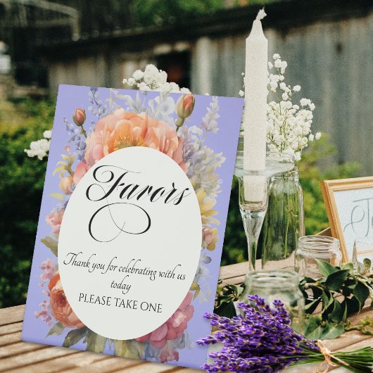 Signe De Table Faveurs de fleurs sauvages - Bleu ciel