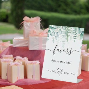 Signe De Table Faveurs de mariage aux invités avec verdure d'euca