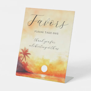 Signe De Table Faveurs de mariage Coucher de soleil tropical à l'