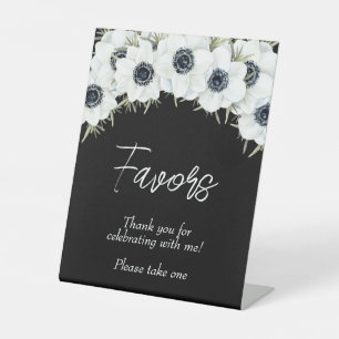 Signe De Table Faveurs de mariage floral noir et blanc