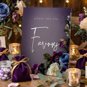 Signe De Table Faveurs de mariage florales lavande violet foncé e
