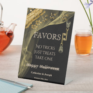 Signe De Table Faveurs de mariage Halloween Black & Gold Squelett