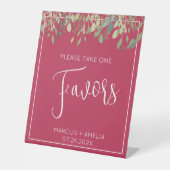 Signe De Table Faveurs de mariage Magenta & Eucalyptus (Recto)
