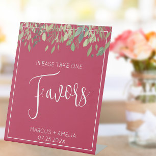 Signe De Table Faveurs de mariage Magenta & Eucalyptus