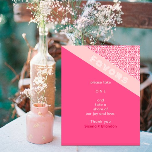 Signe De Table Faveurs de mariage rouge Rose géométrique