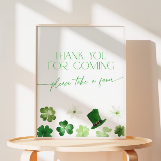 Signe De Table Faveurs de remerciement pour la Saint-Patrick