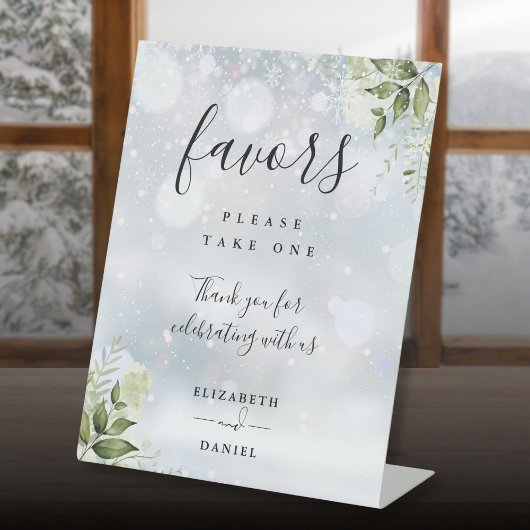 Signe De Table Faveurs de script moderne de verdure florale d'hiv