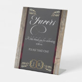 Signe De Table Faveurs Monogramme & Ruban - Bordeaux (Recto)