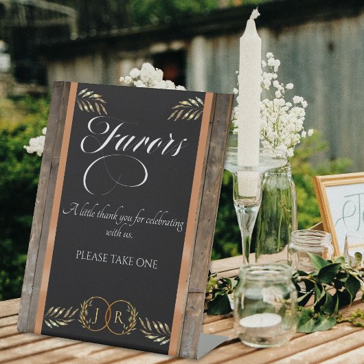 Signe De Table Faveurs Monogramme & Ruban - Pêche