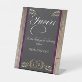 Signe De Table Faveurs Monogramme & Ruban - Prune (Recto)