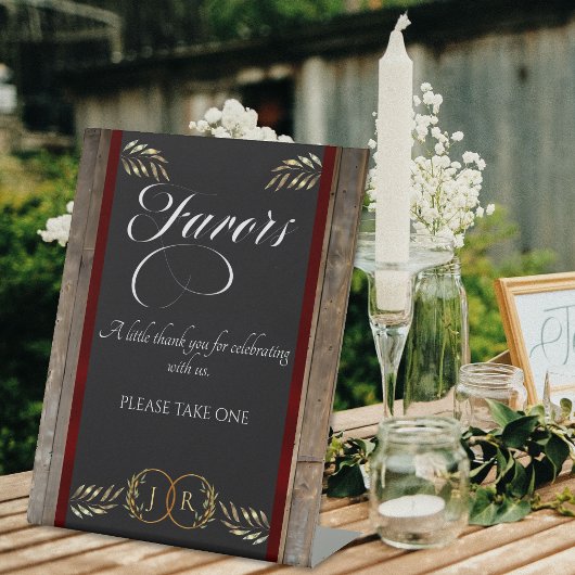 Signe De Table Faveurs Monogramme & Ruban - Rouge