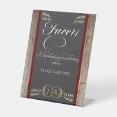 Signe De Table Faveurs Monogramme & Ruban - Rouge (Recto)