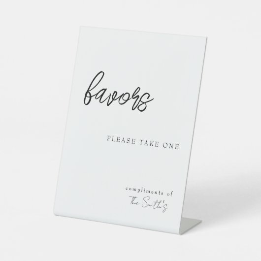 Signe De Table 'Faveurs, prenez-en une' avec les compliments Pers (Recto)