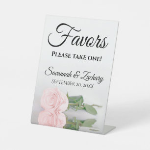 Signe De Table Faveurs Prenez une Élégante Rose Rose Mariage