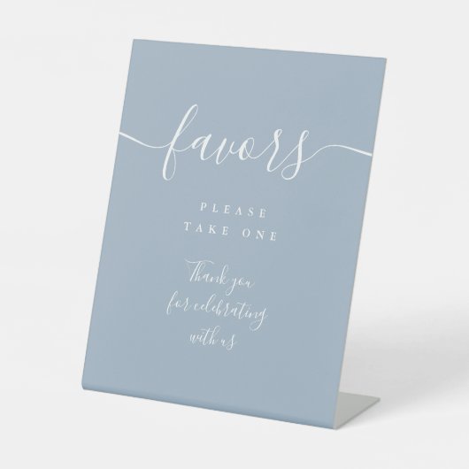 Signe De Table Faveurs Table Dusty Blue Moderne Script (Recto)