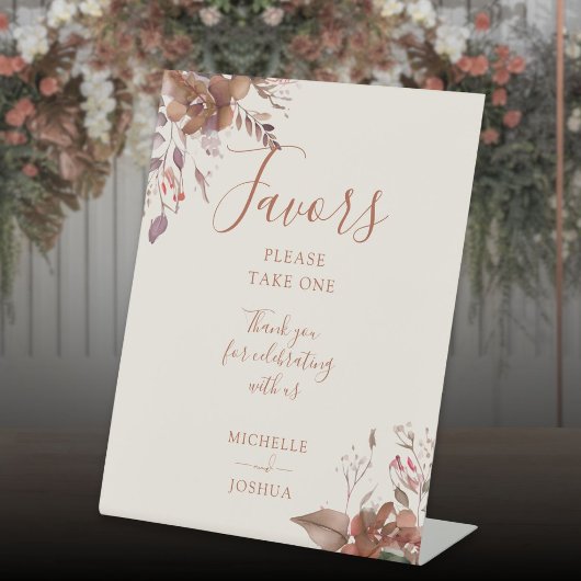 Signe De Table Favoris de script élégant floral rustique d'automn