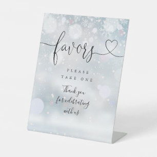 Signe De Table Favoris Écriture Cœur Flocons de Neige Hiver