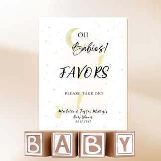 Signe De Table FAVORISER Baby shower à deux cigognes neutres