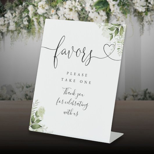 Signe De Table Favoriser la verdure Floral Coeur Script