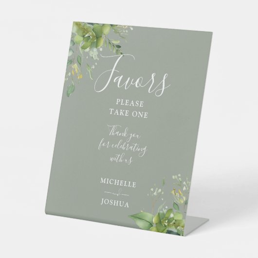 Signe De Table Favors de botanique de verdure d'eucalyptus vert s (Recto)