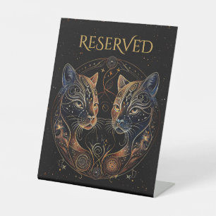Signe De Table Feline artistique Cercle Twin Chats réservés