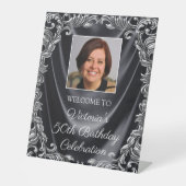 Signe De Table FEMMES Black Silver Photo Birthday Welcome Table (Recto)